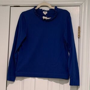 J. Crew Royal Blue Ruffle Neck Sweater